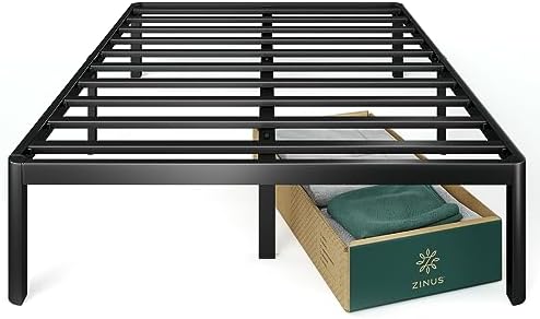 ZINUS Van 16 Inch Queen Metal Platform Bed Frame, Steel Slat Support, No Box Spring Needed, Easy Assembly, Black