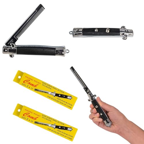 9" Inches Folding Pocket Comb, Stainless Steel (8-Pack)