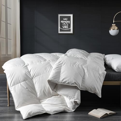APSMILE Oversized King Size Down Feather Fibers Comforter, All Seasons Duvet Insert with 100% Organic Cotton, Fluffy Fill-Power Medium Warm Hotel Comforter Insert, (120x98 inches, Ivory White)