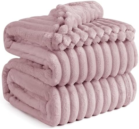 Bedsure Pink Fleece Blanket for Couch - GentleSoft Cozy Soft Blankets for Women, Cute Small Throws for Girls, 108x90 Inches
