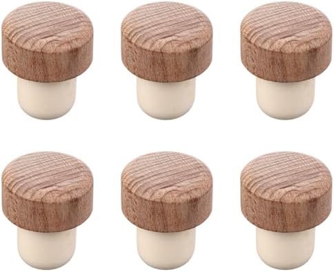 Wine Bottle Stopper 6 Pcs- Natural Soft Wooden Wine Stoppers for Wine Bottles- T Shaped Wine Corks Replacement Corks for Wine Beer Bottle, Glass Bottles, DIY Craft wine saver wine bottle stopper