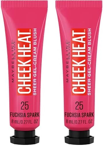 Maybelline Cheek Heat Gel-Cream Blush Makeup, Lightweight, Breathable Feel, Sheer Flush Of Color, Natural-Looking, Dewy Finish, Oil-Free, Fuchsia Spark, 1 Count (Pack of 2)