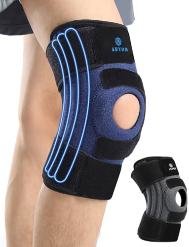 ABYON Knee Brace for Women & Men Meniscus Tear, ACL, Arthritis, Knee Support with Triple Side Stabilizers and Adjustable 360° Wraparound Strap for Maximum Knee Pain Support and Fast Recovery - Please Check How To Size Video
