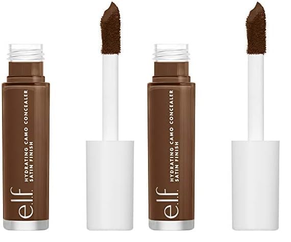 e.l.f, Hydrating Camo Concealer, Lightweight, Full Coverage, Long Lasting, Conceals, Corrects, Covers, Hydrates, Highlights, Rich Ebony, Satin Finish, 25 Shades, All-Day Wear, 0.20 Fl Oz (Pack of 2)