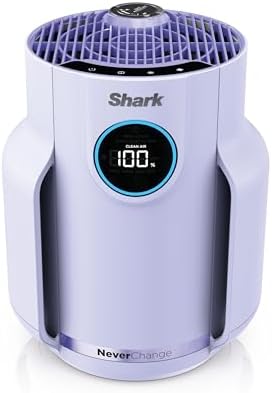 Shark NeverChange Air Purifier Compact Pro with Long-lasting HEPA Exceeding Filtration, Captures Pet Dander, Dust, Smoke, and Allergens, up to 250 sq. ft. for Bedroom, Home Office, Dorm, HP072PL