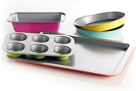 Gibson Home ColorSplash Lyneham 5 Piece Carbon Steel Bakeware Set, Gray