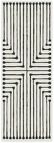 RUGGABLE x Jonathan Adler Machine Washable Modern Runner Rug – Inkdrop Black & Ivory 2.5x7, Stain-Resistant, Non-Slip – Washable Rug for Hallway, Entryway, Living Room & Kitchen–with Standard Pad