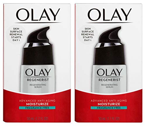 (PACK of 2) 0lay Regenerist Regenerating Serum FRAGRANCE-FREE, 1.7 Fl Oz (50 ml) EACH - Advanced Anti-Aging Moisturizer