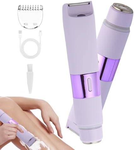 Bikini Trimmer for Women, 2-in-1 Electric Razor for Womens, Rechargeable Electric Shaver for Legs Arms Pubic Body Hair Trimmer