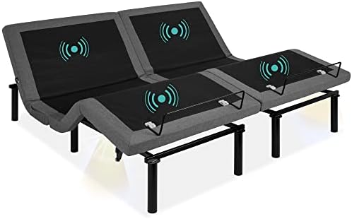 Best Choice Products Ergonomic Split King Size Adjustable Bed Frame, Electric Base w/Wireless Remote Control, Nightlight, Massager, 2 USB Ports