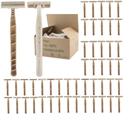 Disposable Razors Bulk for Men & Women – Twin Blade Unisex Shavers – Eco-Friendly, Biodegradable, Non-Toxic, Made from Recycled Wheat Straw 200 Count (Pack of 4)
