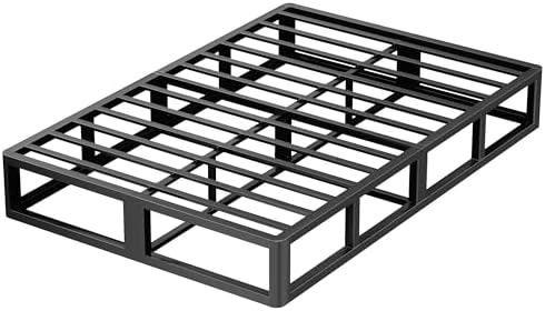 10 Inch King Metal Bed Frame Round Corner Low Platform Bed Frames 3000 LBS Heavy Duty Steel Slats Support Mattress Foundation No Box Spring Needed, Noise Free, Easy Assembly, Black