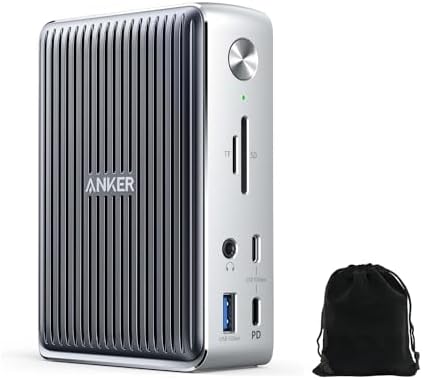 Anker 577 Docking Station 13-in-1 Thunderbolt 3 Dock, 85W Charging, Dual 4K Display, 40Gbps Data Transfer, USB-C PD, HDMI, Ethernet, SD Card Reader, for MacBook Pro/Air, Dell, Lenovo, Includes Pouch
