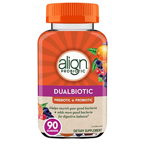 Align DualBiotic, Prebiotic + Probiotic for Women and Men, Help Nourish and Add Good Bacteria for Digestive Support, Natural Fruit Flavors, 90 GummiesGET 20% OFF STOREWIDE!