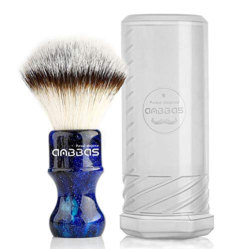 Anbbas Synthetic Badger Shaving Brush with Resin Handle,Nylon Bristles Hair Lathering Foam Brush for Men Travel Professional Wet Shaving(Blue,24 mm Knot)