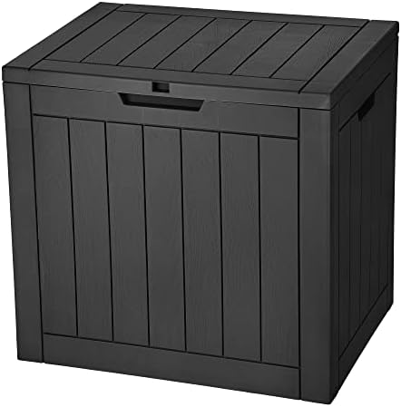 YITAHOME 30 Gallon Deck Box Outdoor Storage Box, Waterproof Resin Package Delivery and Storage Box with Lockable Lid for Patio Furniture Cushions, Pool Accessories, Garden Tools, Black