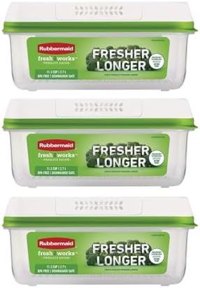 Rubbermaid FreshWorks Produce Saver, Large Storage Containers With Lids, Pack of 3, 6-Piece Set