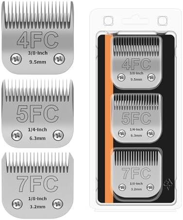 3PACK Dog Grooming Clipper Replacement Blades Compatible with Andis Pet Clipper/Oster A5/Wahl KM Series Dog Clipper,Ceramic Blade & Stainless Steel Blade (#+4FC+5FC+7FC)