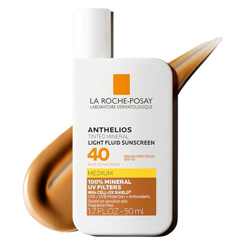 La Roche-Posay Anthelios Tinted Sunscreen SPF 40+, Broad Spectrum SPF + Antioxidants, Titanium Dioxide & Zinc Oxide Sunscreen, 4 Flexible Shades With No White Cast, Oil Free & Oxybenzone Free