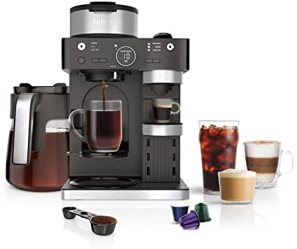 Ninja Espresso & Coffee Barista System, Single-Serve Coffee & Nespresso Capsule Compatible, 12-Cup Carafe, Built-in Frother, Black and Stainless Steel, CFN601C (Canadian Version)