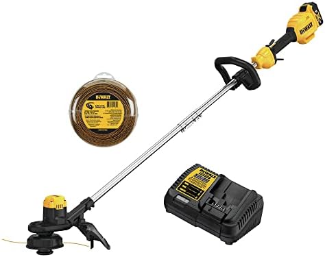 DEWALT 20V MAX* String Trimmer, 13-Inch, Battery and Charger & Extra Trimmer Line, 225-foot by 0.080-Inch (DCST925M1 & DWO1DT802) Yellow
