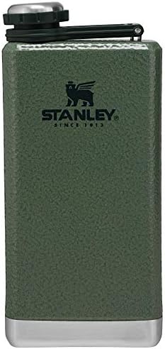 Stanley Adventure Pre-Party Flask 8 oz | Leakproof Hip Flask | Hinge Connected Never Lose Cap | Insulated Stainless Steel Liquor Container | BPA-Free | Hammertone Green