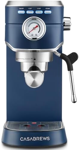 CASABREWS Espresso Machine 20 Bar, Professional Espresso Maker with Milk Frother Steam Wand, Espresso Coffee Machine with 34oz Removable Water Tank, Sapphire Blue