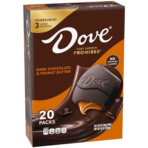 DOVE Large PROMISES Dark Chocolate Peanut Butter Candy, 55 oz, 20 Packs per Carton