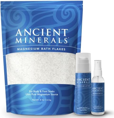 Ancient Minerals Magnesium Bath Flakes - Magnesium Oil Spray and Magnesium Lotion - Pure Genuine Zechstein Chloride