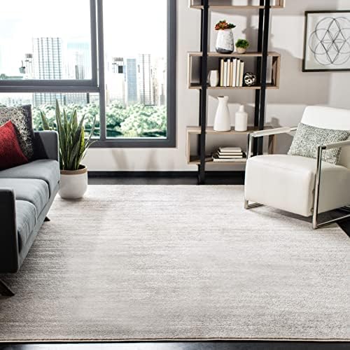 SAFAVIEH Adirondack Collection Area Rug - 9' x 12', Ivory & Silver, Modern Ombre Design, Non-Shedding & Easy Care, Ideal for High Traffic Areas in Living Room, Bedroom (ADR113B)