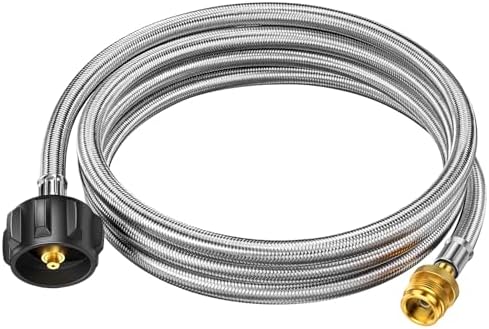 8ft Propane Hose Adapter 1lb to 20lb Converter for 5 lb to 40 lb Tanks, Anti-bite LP Tank Gas Hose for Weber Q Travel Grill/17”&22”Blackstone Griddle/Coleman Camping Stove/Mr Buddy Heater