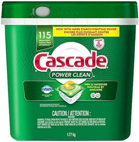 Cascade Power Clean Dishwasher Detergent ActionPacs, 115-count
