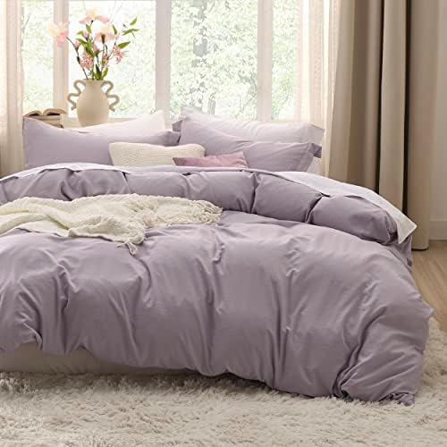 Bedsure Dusty Purple Duvet Cover Queen Size - 3 Pieces Prewashed Extra Soft Bedding Set, Includes 1 Duvet Cover 90x90 Inches with Zipper Closure & 2 Pillow Shams, Comforter Not Included