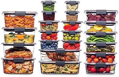 Rubbermaid Brilliance BPA Free 22-Piece Food Storage Containers Set, Airtight, Leak-Proof, with Lids for Meal Prep, Lunch, and Leftovers