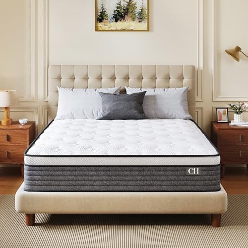 CH CHARME HOUSE Full Size Mattress, 10 Inch Full Hybrid Mattress in a Box, Medium Feel Foam and Individual Pocket Springs, Extra Edge Support, Pressure Relief, CertiPUR-US