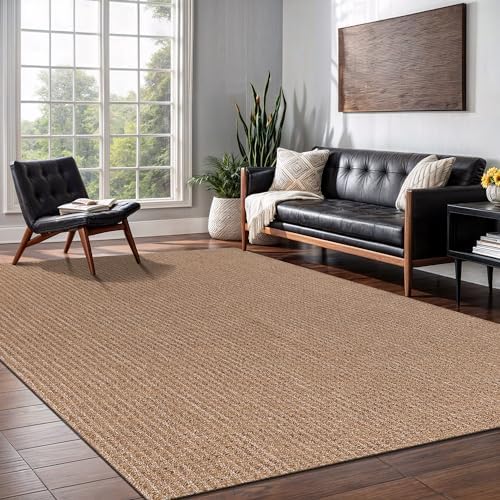 Easy Jute Rug 6x9 Indoor Outdoor Natural Rugs Solid Fiber Rug Woven Area Rug Boho Easy Clean Inside Carpet for Living Room Bedroom Dining Room Hallway or Outdoor Patio Porch (6 X 9 Natural)