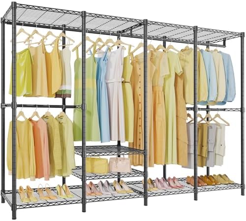VIPEK V40 Plus Extra Large Clothes Rack Heavy Duty Clothing Rack for Hanging Clothes, Multi-Functional Closet Organizer System Freestanding Wardrobe Closet for Bedroom, Max Load 1300lbs, Black