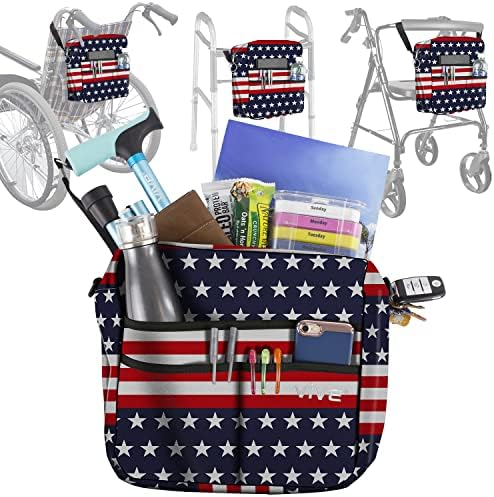 Vive Wheelchair Bag - Machine Washable, Double-Stitched, Water-Resistant Accessory Backpack for Rollators, Wheel Chairs, Walkers - Pouch with XL Pockets & Straps for Quick Installation
