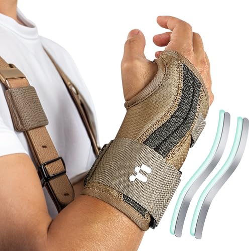 Carpal Tunnel Wrist Brace For Work With Splint and Palm Cushion, Wrist Pain Relief Support for Men and Women, Ideal for Carpal Tunnel, Tendinitis, Arthritis (Left Hand, L/XL)