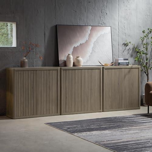 SICOTAS Buffet Cabinet with Storage Sideboard Accent Modern Credenza with Doors & Shelves Fluted 103.8" Tall Media Console Mid Century Coffee Bar Table for Living Room Kitchen Dining Room Hallway