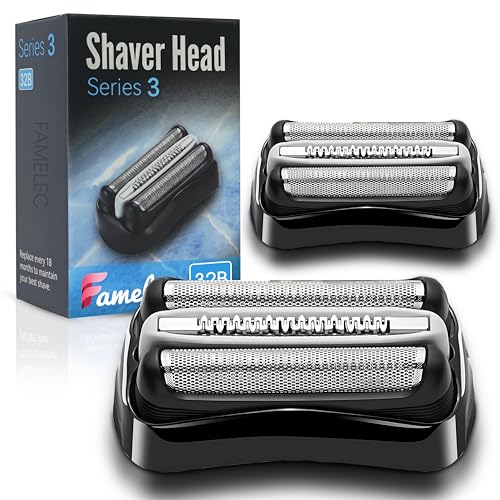2 Pcs 32B 21B Head Shaver for Braun Series 3 Replacement Head, Foil & Cutter for Braun S3 Replacement Head 310s 3010s 3040s 3050cc 3090CC, Compatible with Braun S3 Electric Shaver for Men