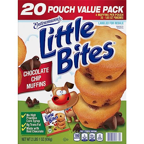 (Value Pack) Little Bites Chocolate Chip Muffins, 20 individual packs, (4 ct each), Mini Muffins, 33 oz Multipack