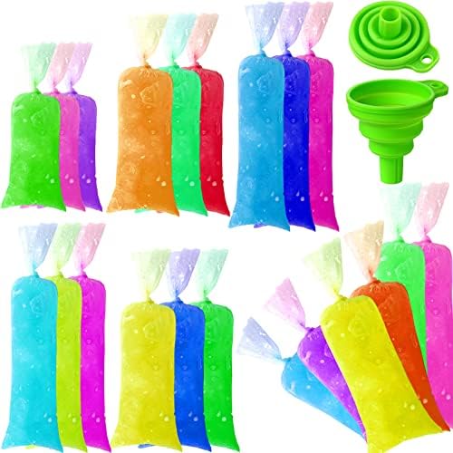 450 Pcs Ice Lolly Bags Disposable Ice Cream Mold Bags with Silicone Funnel, 3 Size Candy DIY Pouch for Making Yogurt, 2x12 Inch, 3x12 Inch, 3x10 Inch