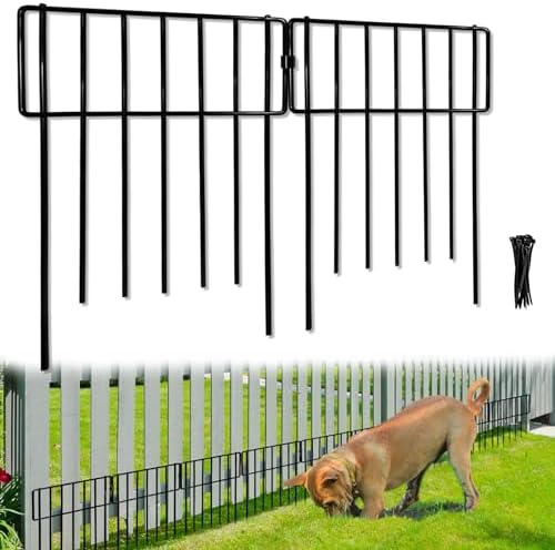 Animal Barrier Fence, 26 Pack No Dig Fence Decorative Fences, 17in(H) x10ft(L) Rustproof Metal Wire Small Garden Fence Border for Dogs Rabbits (26 Pack,28Ft)