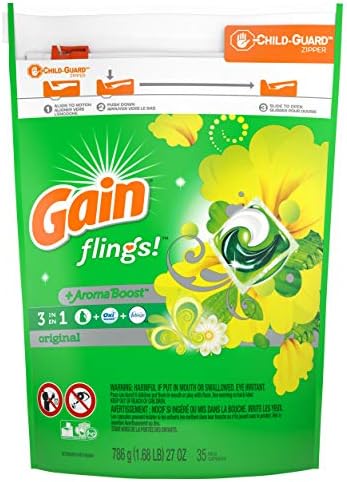 Gain Flings Laundry Detergent Pacs, Original, 35 Count (Packaging May Vary)