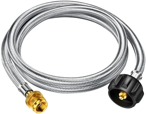 5ft Propane Hose Adapter 1lb to 20lb Converter for 5 lb to 40 lb Tanks, Anti-bite LP Tank Gas Hose for Weber Q Travel Grill/17”&22”Blackstone Griddle/Coleman Camping Stove/Mr Buddy Heater