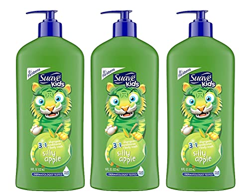Suave Kids 3 In 1 Shampoo-Cond -Bodywash Silly Apple 18 Ounce (Pack of 3)