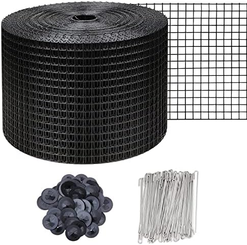 8in X 100ft Solar Panel Bird Guard,Solar Panel roof Protection net 1/2inch Mesh PVC Black Vinyl Coated Galvanized net 70 Fastener ClipsUsed for Bird,Animal Control