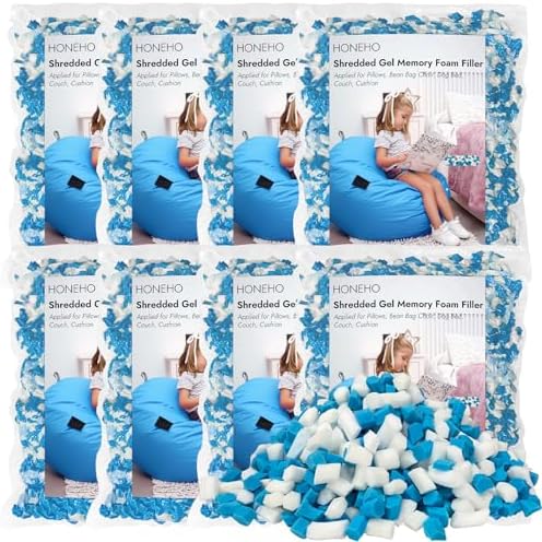 40LBS Shredded Memory Foam Filling Bean Bag Filler, Added Gel Particles Comfortable and Soft,Very Suitable for Filling Bean Bags, Pillows,Dog beds, Couch Cushion
