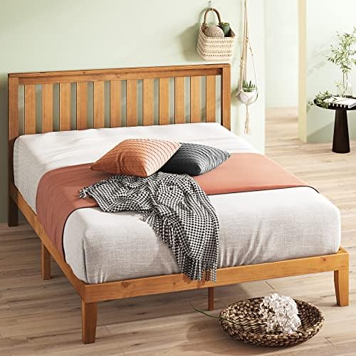 ZINUS Alexia Wood Platform Bed Frame with headboard, Solid Wood Foundation with Wood Slat Support, No Box Spring Needed, Easy Assembly, Rustic Pine, Full
